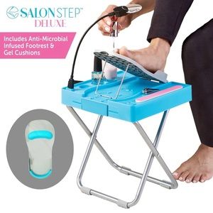 Salon Step Deluxe Beauty Footrest with LED Magnifier and Fan | Color: Blue